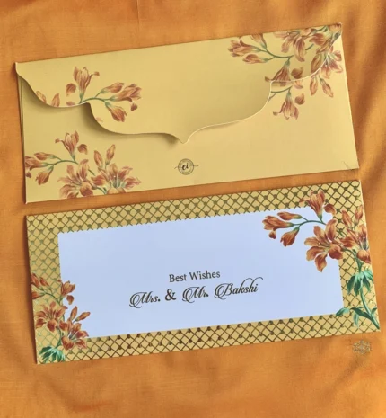 Easy Invitation Orange Floral Design Money Envelope, EISE00017