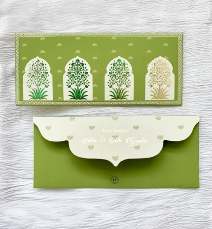 Easy Invitation Green Colour Floral Money Envelope, EI_SE00018