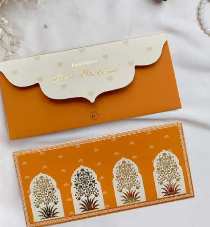 Easy Invitation Orange Colour Floral Money Envelope, EI_SE00020